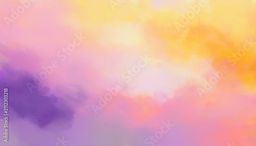 abstract painting in a background banner wallpaper format with pastel violet pink yellow and orange