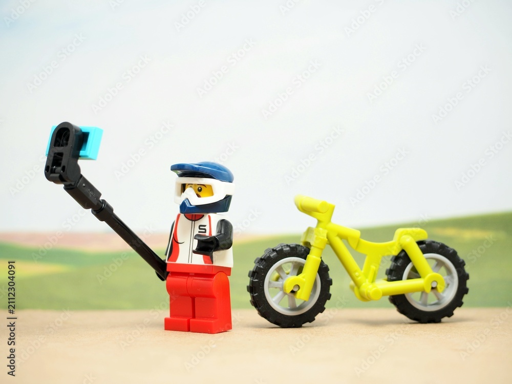Fototapeta premium Indonesia - May 3, 2023 : Mini toy at table with blurred background.