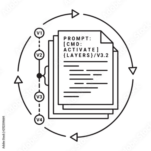 Outline icon of iterative development process with files and version control.