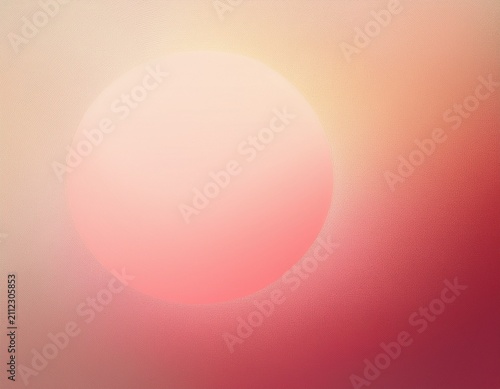 abstract background with a soft grainy texture featuring a glowing pink and light red circular gradient blending into a pale white and beige periphery