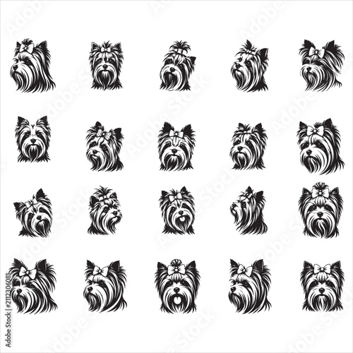 Yorkie Dog Face Silhouette Bundle