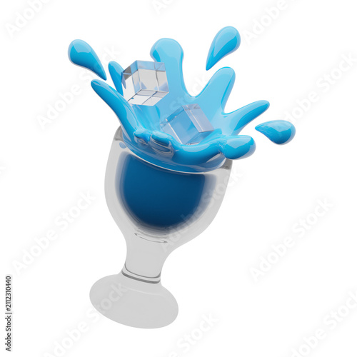 Tableau sur toile Drink glass with ice 3d illustration