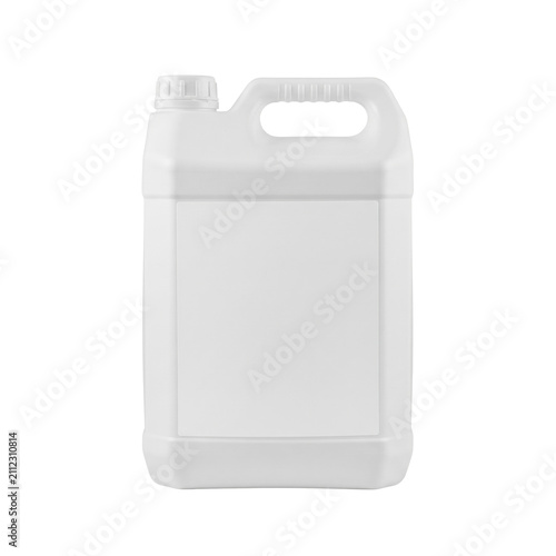 Blank white plastic jerrycan jug mockup with handle