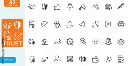 Φωτογραφία Trust Vector illustration line editable Icons set
