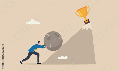 Foto Advantage peak agility or innovation for success, leadership concept, businessma