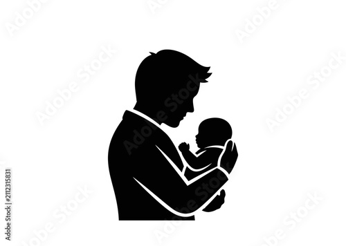 Mother Holding Baby Silhouette Vector EPS Illustration
