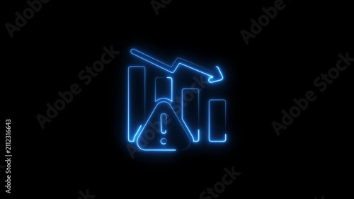 neon line business graph icon animation Neon business graph chart icon animation on isolated black background. Neon business growth idea animated