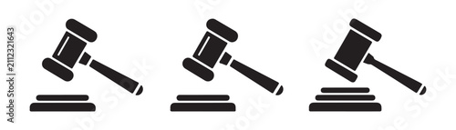 фотографія Wooden judge gavel icon set isolated on transparent background with different base heights design