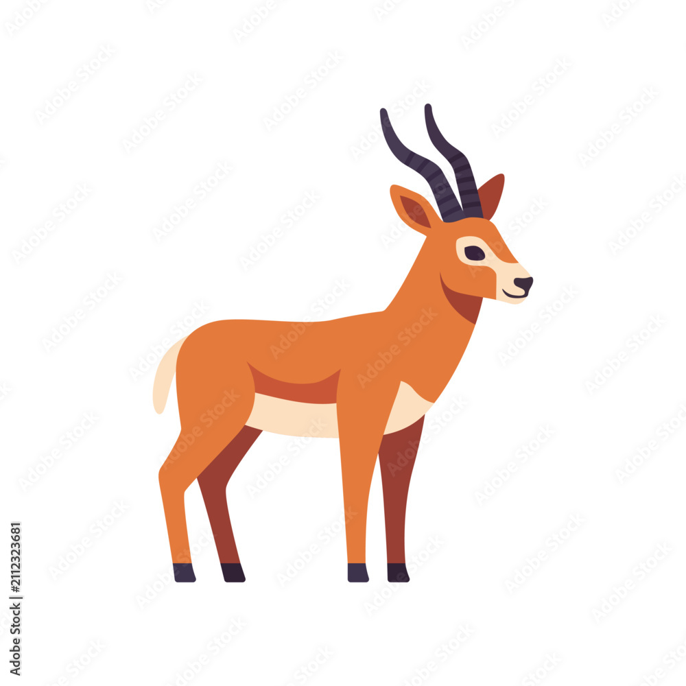 Obraz premium Springbok antelope, side view, colorful vector icon