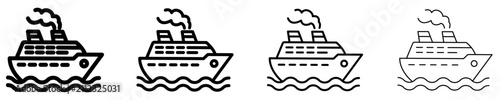Cruise ship mixed style vector icon for travel. Vector illustration.