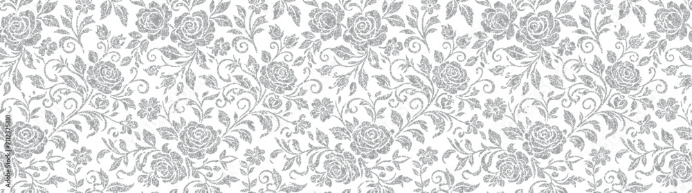 Fototapeta premium Vintage Floral Pattern with Roses and Leaves