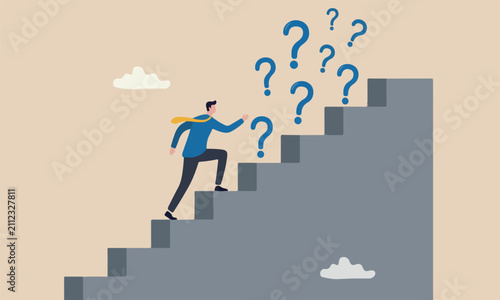 Business success goal, big step for career or adversity concept, businessman trying hard with full effort to climb up big step ladder or stairway