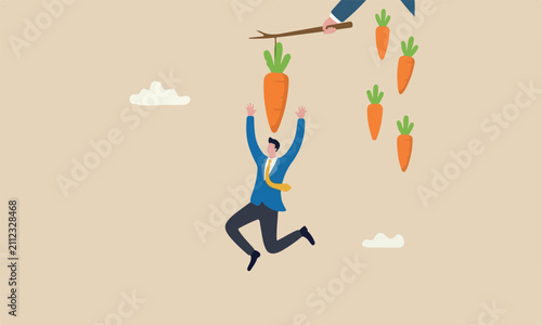 Konstfotografi Motivation employee people manipulation concept, seduced businessman jump in the