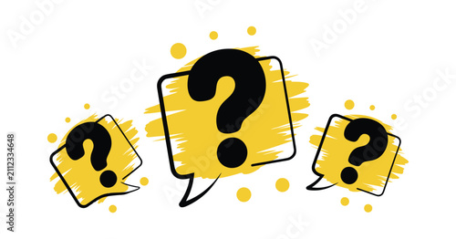 Fotografía Question mark frequently asked questions, FAQ symbols, inquiry, help, support, search, information, flat vector, isolated on transparent background