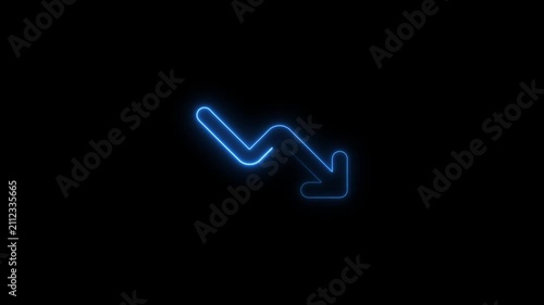 Glowing neon bar graph indicating growth Abstract neon business graph icon animation and black background. 
