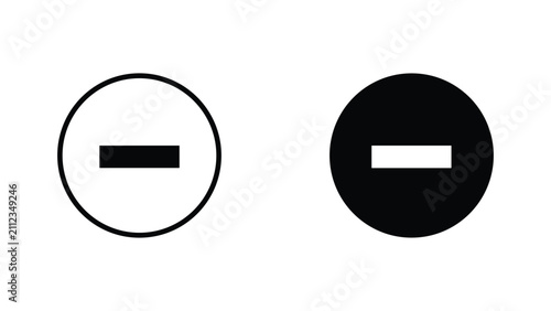 Bild auf Leinwand Minus sign icons in outline and solid style within circular frames for subtracti