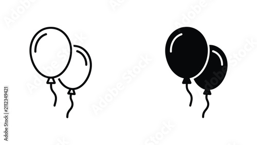 Double balloon floating icon set for party celebration birthday decoration and event planning design