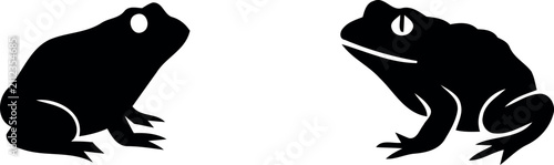 Cuadro en lienzo Two Frog Silhouettes On White Background Minimalist Black And White Illustration