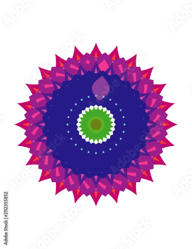 Colorful circular mandala pattern with geometric shapes