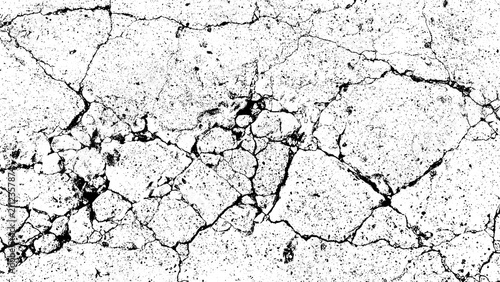 Canvas Print High-contrast monochrome grunge texture background displaying fractured concrete