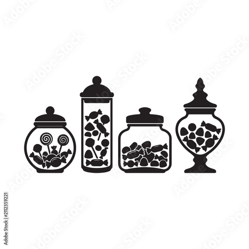 Cake Topper Star, Heart, Crown and Balloon Vector Silhouette Icons Set