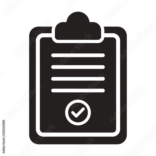 Clipboard with checklist and confirm mark icon