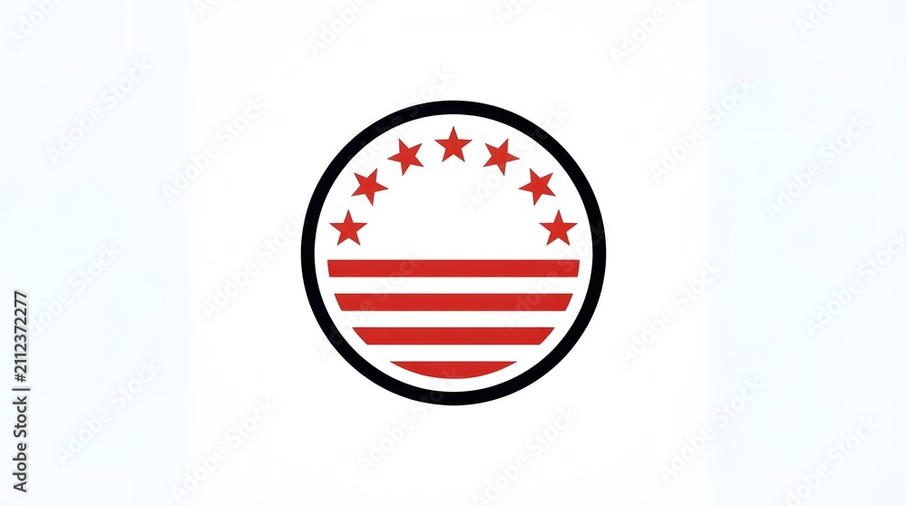 Obraz premium Circular emblem with stars and stripes representing voting or patriotism