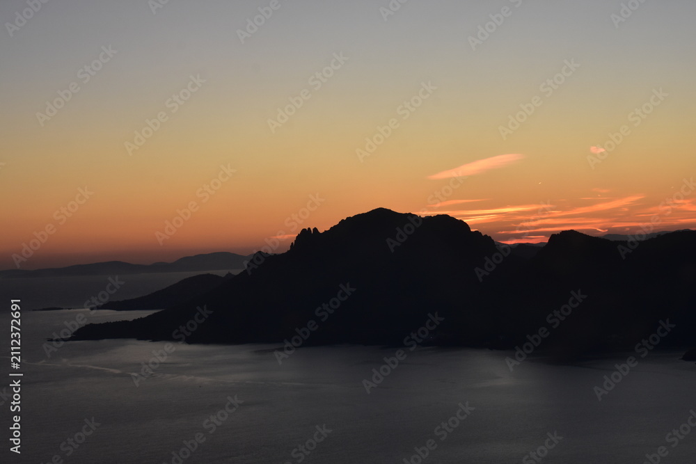 Obraz premium The Esterel at sunset, taken from a small airplane