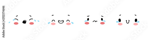 Foto Tiny kawaii faces expressing different types of crying