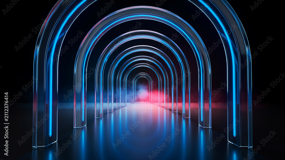 Fototapeta premium Realistic abstract tunnel with light end
