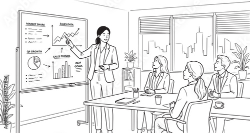 Minimalist Line Art Office Employee vector