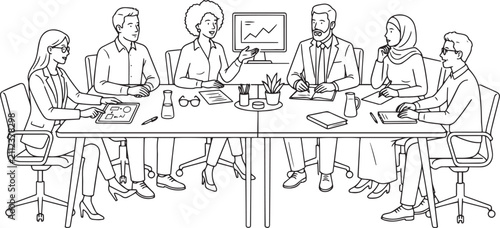 Minimalist Line Art Office Employee vector