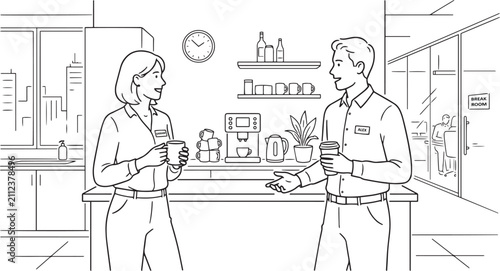 Minimalist Line Art Office Employee vector