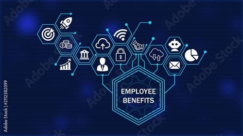 Employee benefits Concept. Business about diagram Infographics. Business, Technology, Internet and network concept. Strategy Framework for Business Growth concept. 4k video
