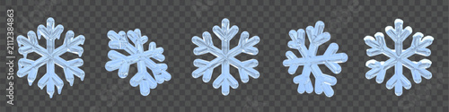 Cuadro en lienzo Set of 3d frozen ice snowflake icons in several winter styles