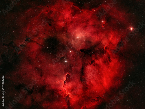 Vibrant clouds of interstellar gas and dust illuminate the darkness of space inside the Nebula, showcasing brilliant stellar clusters and gaseous formations.
