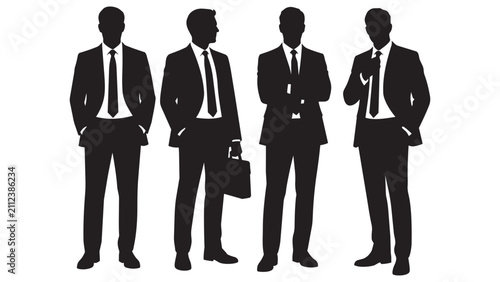 Bild auf Leinwand Four businessmen standing confidently with hands on hips