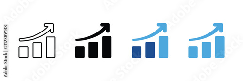 Growth icon in multiple styles representing business success financial progress analytics and development vector illustration