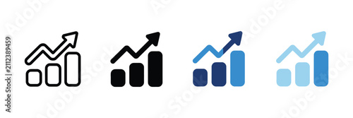 Growth icon in multiple styles representing business success financial progress analytics and development vector illustration