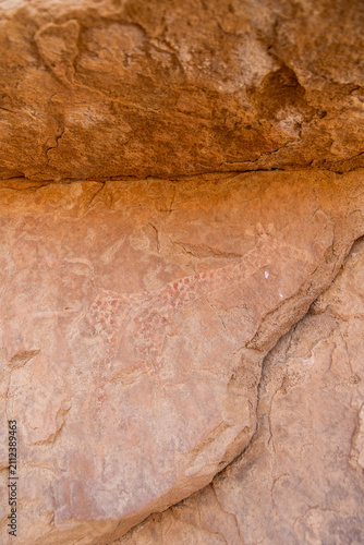 Faded Rock Art Panel in Tassili N'Ajjer