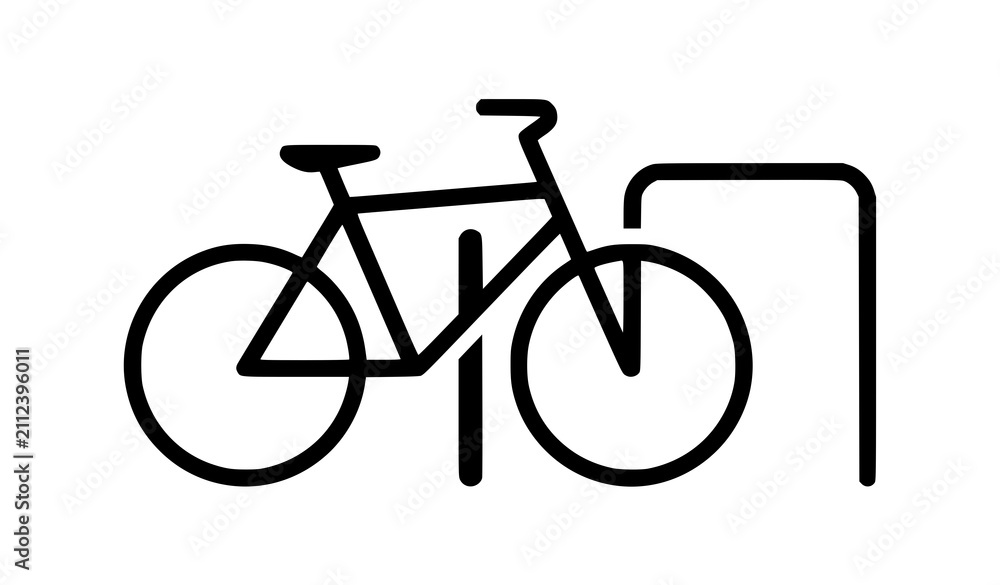 Fototapeta premium Minimal Bicycle Parking Rack Sign Icon Black White Vector Design