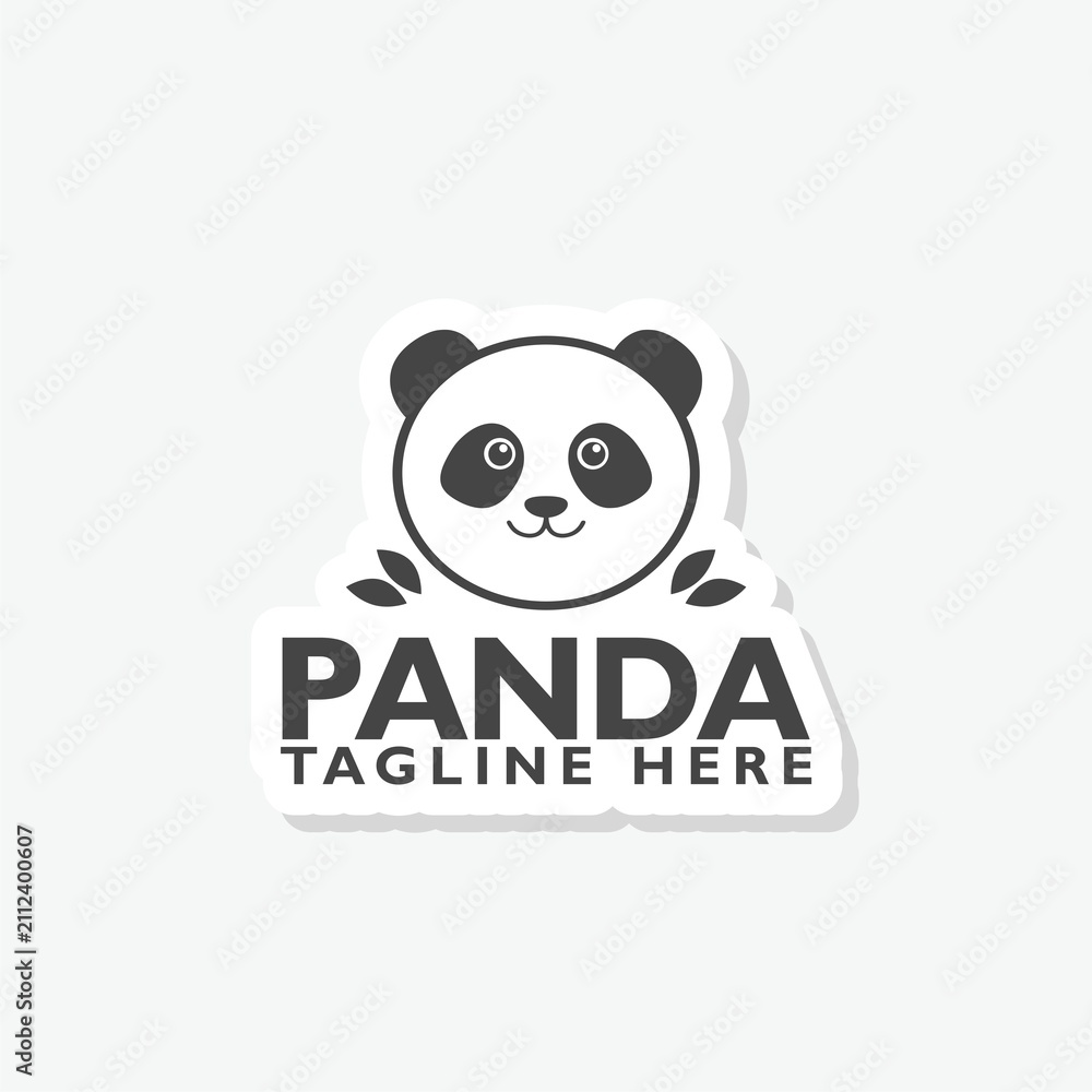 Fototapeta premium Panda logo sticker isolated on gray background