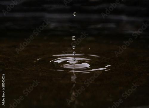 A Single Raindrop Splashing in a Pond