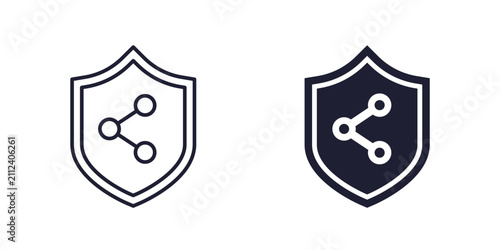 Tapety artystyczne share icon with a shield, line and solid design