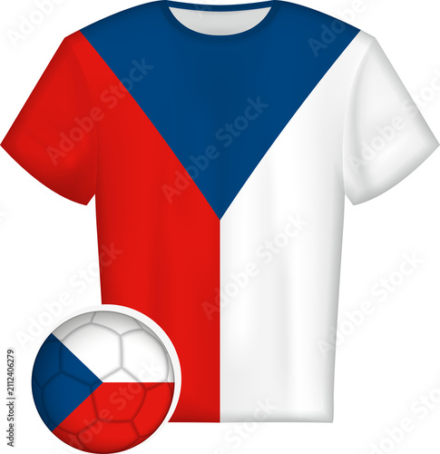 Obraz na płótnie Czech Flag Soccer Jersey and Ball