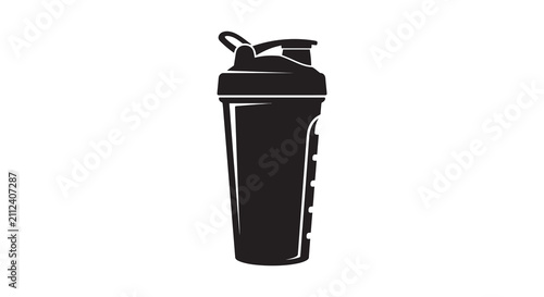 Protein shaker bottle black silhouette against a white background