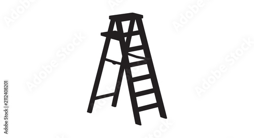 Photos Folded stepladder in black silhouette against a white background