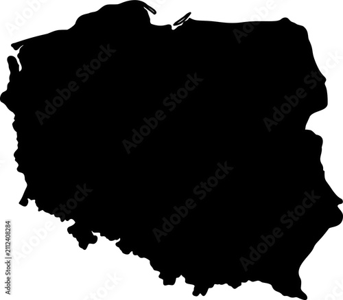 Black poland country map silhouette graphic