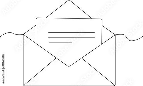 Cuadro en lienzo Minimalist one line envelope illustration in continuous line style