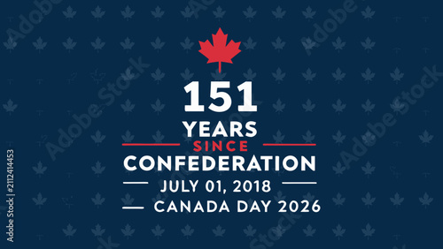 Foto Maple leaf pattern with text commemorating 151 years since confederation